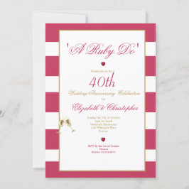 Convite Aniversário de 40 anos de Casamento Vermelho Elega