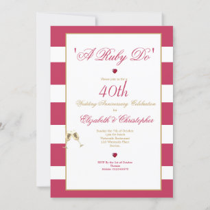 Convite Aniversário de 40 anos de Casamento Vermelho Elega