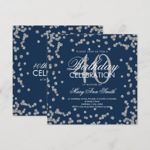 Convite aniversário de 40 anos de Confetti Azul com Marin