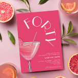 Convite Aniversário de 40 anos de coquetel cor-de-rosa mod<br><div class="desc">Aniversário de 40 anos moderno convite com tipografia chic elegante e design minimalista a cor rosa brilhante</div>