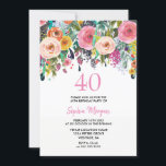 Convite Aniversário de 40 anos de Festas de Mulheres Convi<br><div class="desc">Aniversário de 40 anos de Mulheres Convidam Flores Rosa Ver coleção correspondente na loja Design Cortesia de www.createthecut.com</div>