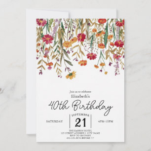 Convite Aniversário de 40 anos de Flores Botânicas Editáve