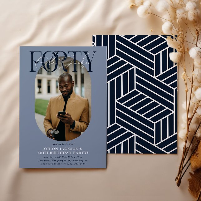 Convite Aniversário de 40 anos de Foto e Assinatura Oval M (Criador carregado)