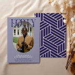 Convite Aniversário de 40 anos de Foto e Assinatura Oval M<br><div class="desc">Convite moderno para aniversário de 40 anos de na moda. Design apresenta uma fotografia oval da aniversariante/rapaz, a elegante inscrição 'QUARTO' com o nome das pessoas no texto de assinatura no topo e um simples modelo de festa de aniversário que é fácil de personalizar com os seus próprios detalhes. As...</div>