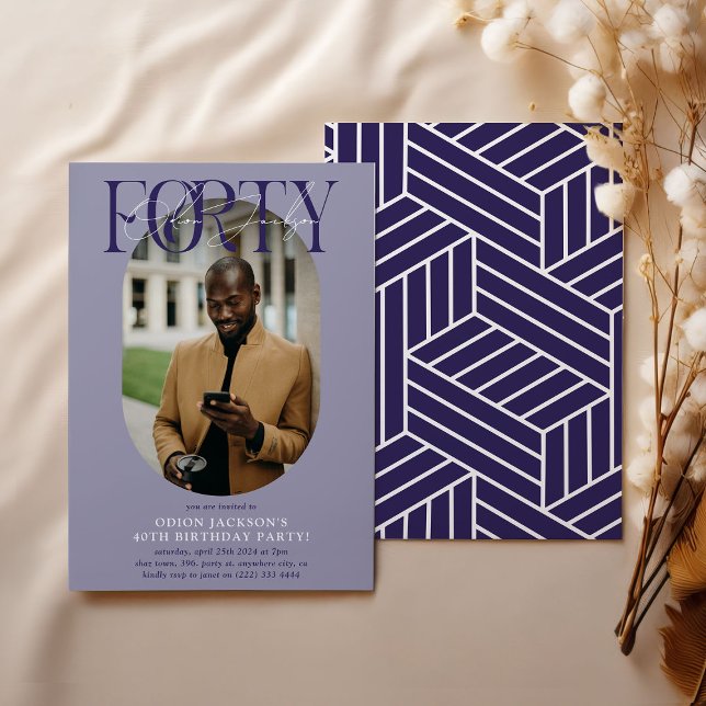 Convite Aniversário de 40 anos de Foto e Assinatura Oval M (Criador carregado)