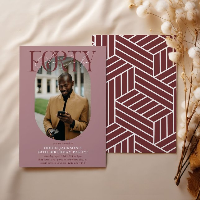 Convite Aniversário de 40 anos de Foto e Assinatura Oval M (Criador carregado)