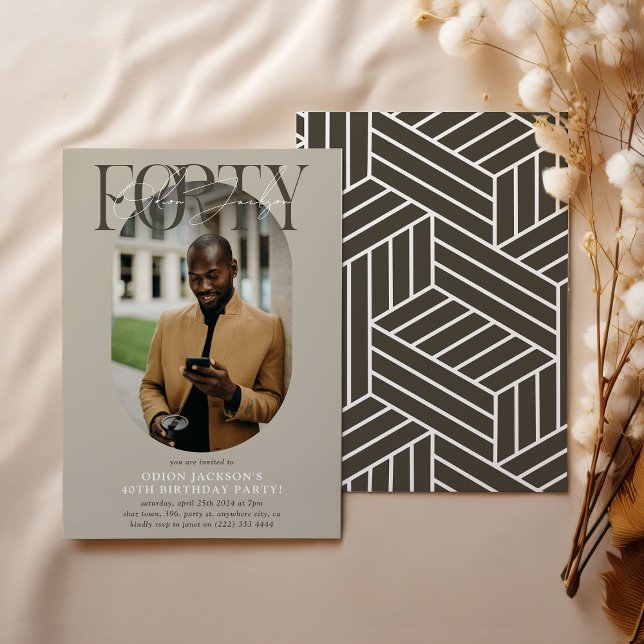 Convite Aniversário de 40 anos de Foto e Assinatura Oval M (Criador carregado)