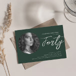 Convite Aniversário de 40 anos de Fotografia de Script Min<br><div class="desc">Um design elegante de convite de festas "aniversário de 40 anos" com fotografia personalizada,  tipografia moderna e texto personalizado.</div>