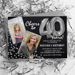 Convite Aniversário de 40 anos de Fotografia em Silver Bal<br><div class="desc">Celebrar o marco de entrar nos fabulosos 40 com esses únicos 'Convites para aniversário de 40 anos de Balões de Prata de Chalkboard'. Enriquecidos com um fundo calkboard rústico e flechas de cintilação falsa, estes convida o encanto vintage exude e a elegância moderna. Carregue uma foto da estrela de aniversário,...</div>