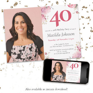 Convite Aniversário de 40 anos de Fotografia Personalizada