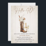 Convite Aniversário de 40 anos de Garrafa de Boot Rustic F<br><div class="desc">Aniversário de 40 anos de Boot Boot Boot da Rustic Floral Este convite de 40 anos de saudação apresenta uma aquarela rústica como fundo,  botas de vaquinha,  flores silvestres,  vidro e garrafa de champanhe. O título é uma imagem e não pode ser editado.</div>