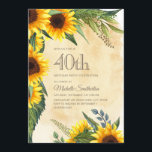 Convite Aniversário de 40 anos de Girassóis Amarelos russo<br><div class="desc">Girassóis russos amarelos e castanhos com lindas folhas verdes aniversário de 40 anos convite de festas para mulheres. Entre em contato conosco para obter ajuda com a personalização ou para solicitar produtos correspondentes</div>