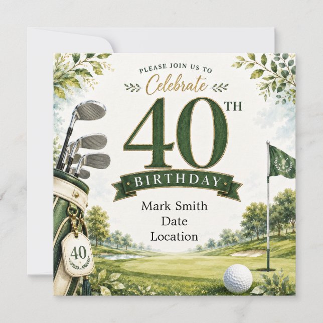 Convite Aniversário de 40 anos de Golfe (Frente)