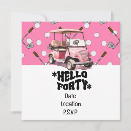 Convite Aniversário de 40 anos de golfe com golfe rosa