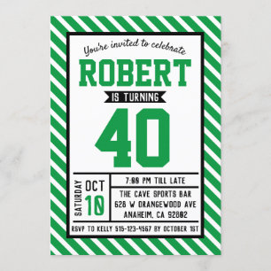 Convite Aniversário de 40 anos de Homem Verde em Faixa Mod