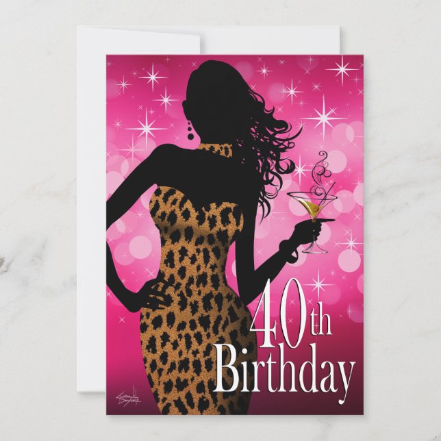 Convite aniversário de 40 anos de Litika Bombshell Sparkle (Frente)