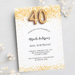Convite aniversário de 40 anos de ouro branco, confete ele