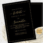 Convite aniversário de 40 anos de Partido de Borda de Scri<br><div class="desc">Borda Dourada Elegante de Fronteira de aniversário de 40 anos Preta. Disponível digitalmente ou impresso. Um design de texto moderno minimalista para o seu 40º em ouro clássico a preto, que é totalmente personalizável, com uma fronteira de solteiro. Altere as palavras conforme necessário e você também pode alterar as cores...</div>