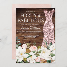 Convite aniversário de 40 anos de rosa, Dourada de Esfregã