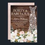 Convite Aniversário de 40 anos de Russo Branco Blush White<br><div class="desc">White Dress Blush White Rustic aniversário de 40 anos Convite para Ver coleção correspondente em Niche e Nest Store Muitos obrigados</div>