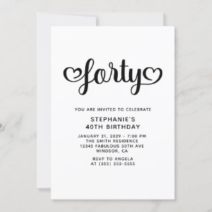 Convite Aniversário de 40 anos de Script de Corações Quare