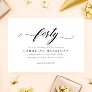 Convite Aniversário de 40 anos de Script Elegante Clássico