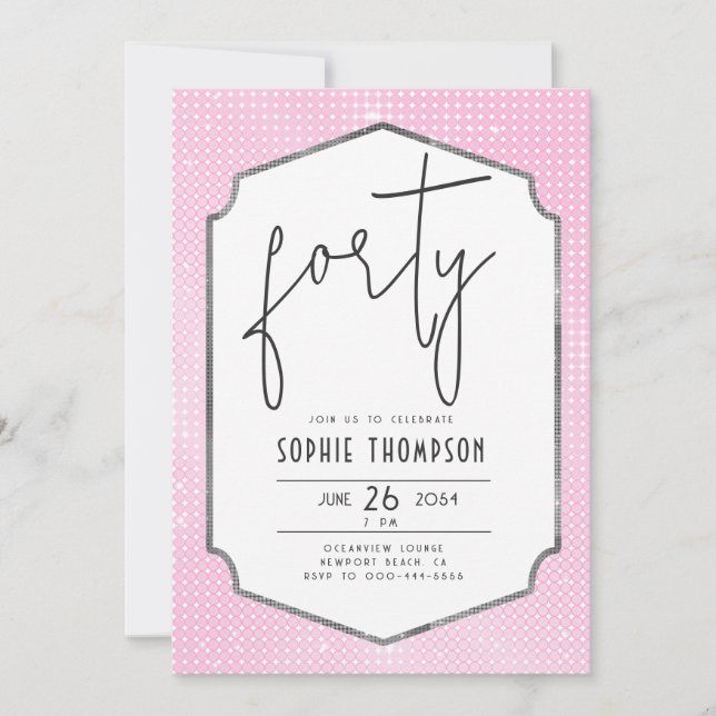 Convite Aniversário de 40 anos de Sequências Rosa de Quadr (Frente)