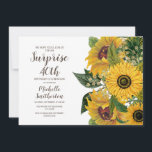 Convite Aniversário de 40 anos de Surpresa Amarelo-Branco-<br><div class="desc">Belo convite de festas de aniversário de 40 anos de surpresa,  de cor azul e girassol,  floral e botânico verde,  em fundo branco,  com uma letra cursiva fofinha. Entre em contato conosco para obter ajuda sobre a personalização ou produtos correspondentes.</div>