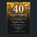 Convite Aniversário de 40 anos de surpresa - Branco Dourad<br><div class="desc">Convite para aniversário de 40 anos surpresa. Elegante design branco de ouro preto. Apresenta luzes de navegação e fontes de script. Convidam-se homens ou mulheres para adultos. Perfeito para uma festa de aniversário na moda. Envie-me uma mensagem se precisar de mais personalização.</div>