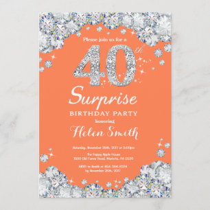 Convite Aniversário de 40 anos de Surpresa Diamond Coral