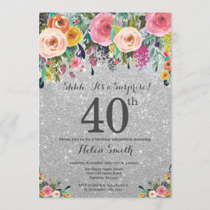 Convite Aniversário de 40 anos de Surpresa Floral de Silve