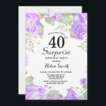 Convite aniversário de 40 anos de Surpresa Floral Roxa Bot<br><div class="desc">Convite Para aniversário de 40 anos De Surpresa De Roxo Botânico. Convite de Aniversário para Mulheres de Rosa Floral Flor Floral de Água. Rosa Rosa Rosa Elegante e Flores de Pequim. Aniversário Adulto. Fundo Branco.Preto & Branco. 13 15 16º 18º 20 21 rua 30 40º 50º 80 de 60º 70...</div>