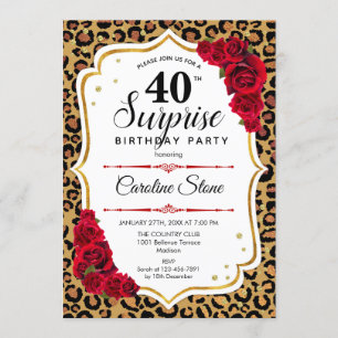 Convite Aniversário de 40 anos de surpresa - Leopardo Dour