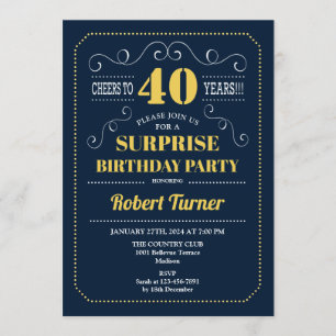 Convite Aniversário de 40 anos de surpresa - Marinho Doura