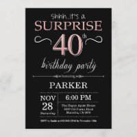 Aniversário de 40 anos de surpresa preto e Rosa co