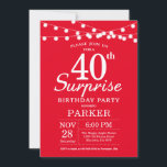 Convite Aniversário de 40 anos de Surpresa Vermelho de Con<br><div class="desc">Surpreenda o aniversário de 40 anos com as luzes de cordas. Fundo Vermelho. 13 15 16º 18º 20 21rua 30 40º 50º 60º 80 de 70 100º,  qualquer idade. Para mais personalização,  clique no botão "Personalizar" e use nossa ferramenta de design para modificar este modelo.</div>