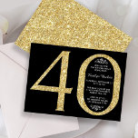 Convite Aniversário de 40 anos de Tipografia Dourada Elega<br><div class="desc">Celebre em estilo com estes convites de aniversário de 40 anos de glitter dourado,  elegantes e modernos. O design é fácil de personalizar e seus convidados ficarão entusiasmados quando receberem esses convites para na moda.</div>