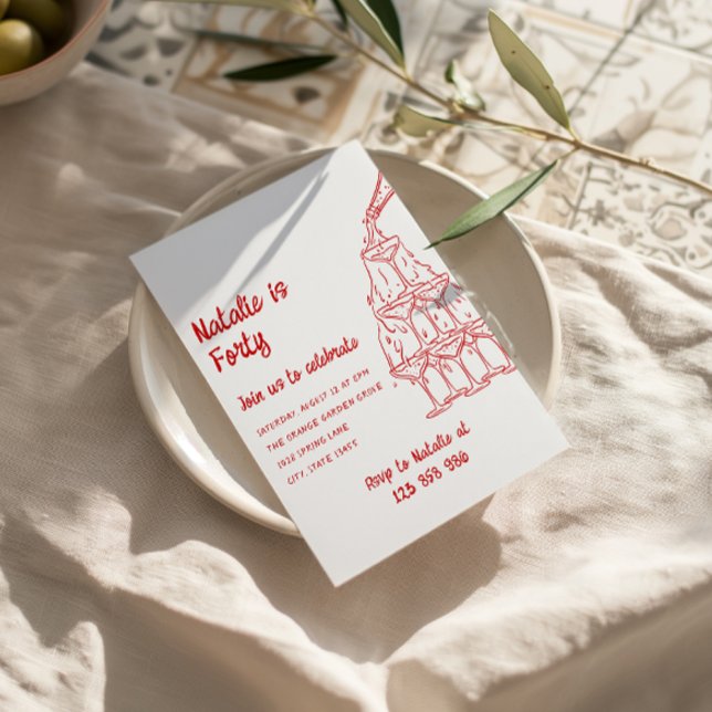 Convite Aniversário de 40 anos de Torre de Champanhe Desen (Criador carregado)