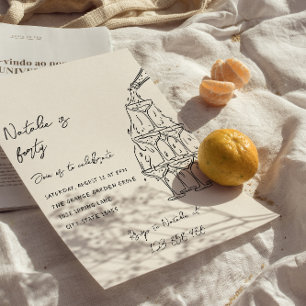 Convite Aniversário de 40 anos de Torre de Champanhe Ilust