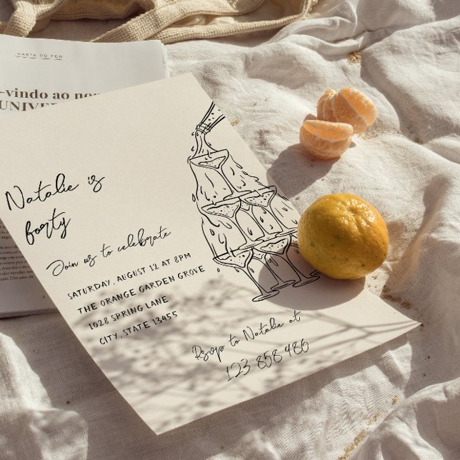 Convite Aniversário de 40 anos de Torre de Champanhe Ilust (Criador carregado)