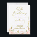 Convite Aniversário de 40 anos de Vidro Floral Moderno<br><div class="desc">Aniversário de 40 anos de Vidro de Champanhe Floral Moderno Convite para aniversário de 40 anos de ouro rosa doce, com um copo de champanhe e um arranjo floral cor-de-rosa e dourado, cor-de-rosa. Essa design é ideal para alguém que busca um moderno pincel e um convite de aniversário de 40...</div>
