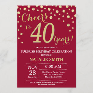 Convite aniversário de 40 anos Diamante da Surpresa Verme