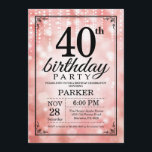 Convite aniversário de 40 anos - Diminuição de Brilho Rosa<br><div class="desc">aniversário de 40 anos com luzes de cadeia rosa com fundo de cinzas rosa. Aniversário Rosa. Aniversário Adulto. Homens ou Mulheres no Dia Convidam. 13 15 16º 18º 20 21 rua 30 40º 50º 80 de 60º 70 de 100º, qualquer idade. Para mais personalização, clique no botão "Personalizar" e use...</div>