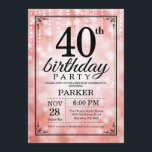 Convite aniversário de 40 anos - Diminuição de Brilho Rosa<br><div class="desc">aniversário de 40 anos com luzes de cadeia rosa com fundo de cinzas rosa. Aniversário Rosa. Aniversário Adulto. Homens ou Mulheres no Dia Convidam. 13 15 16º 18º 20 21 rua 30 40º 50º 80 de 60º 70 de 100º, qualquer idade. Para mais personalização, clique no botão "Personalizar" e use...</div>
