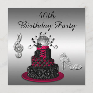 Convite aniversário de 40 anos Disco Diva Cake and Sparkl