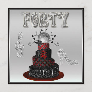 Convite aniversário de 40 anos Disco Diva Cake Silver Hee