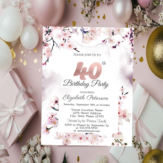 Convite Aniversário de 40 anos do Cherry Blossom (Criador carregado)