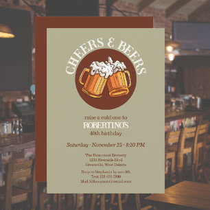 Convite Aniversário de 40 anos do Homem Cheers e Beers Sag