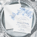 Convite aniversário de 40 anos do Janto Dusty Blue Rosa Fl<br><div class="desc">Convite de festas azul Elegante aniversário de 40 anos floral rosa jantado.</div>