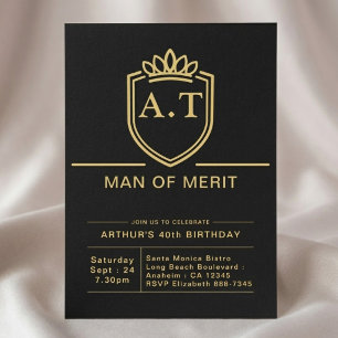 Convite Aniversário de 40 anos do marido, festa preta e do